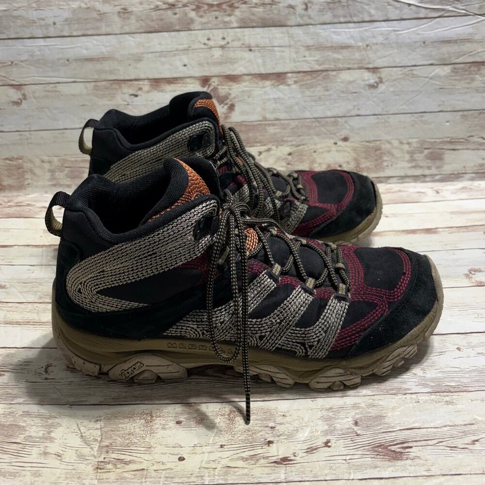 Merrell Moab 3 Stitch Mid Hiking Boots Men's Size 11 Black Maroon